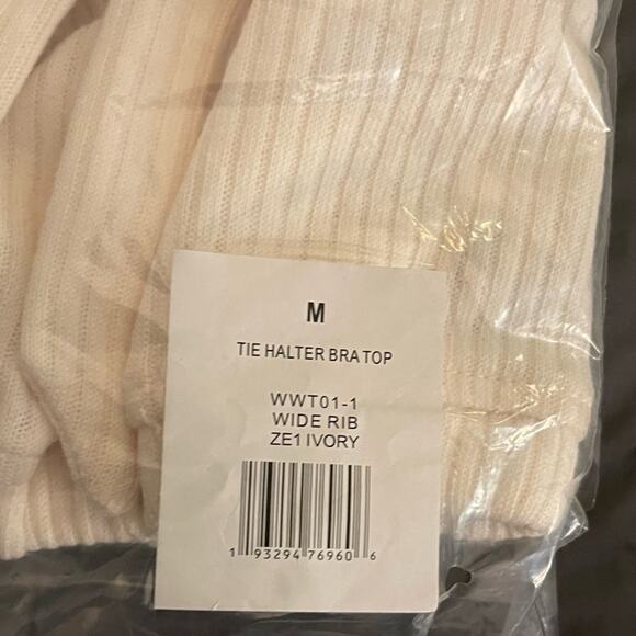 WeWoreWhat Halter Bandeau Cris Cross Crop Top Ivory White Tie Bra M NWT Revolve - Picture 6 of 7